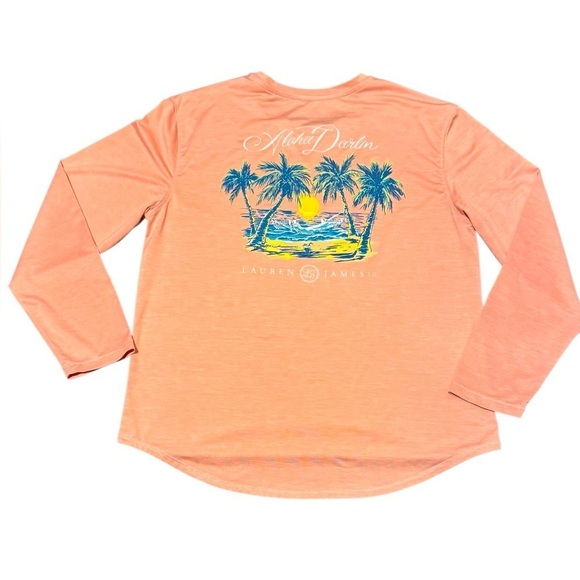 Women’s LJ By Lauren James Aloha Darlin’ Long Sleeve Shirt Size Medium Stretchy - Picture 1 of 9